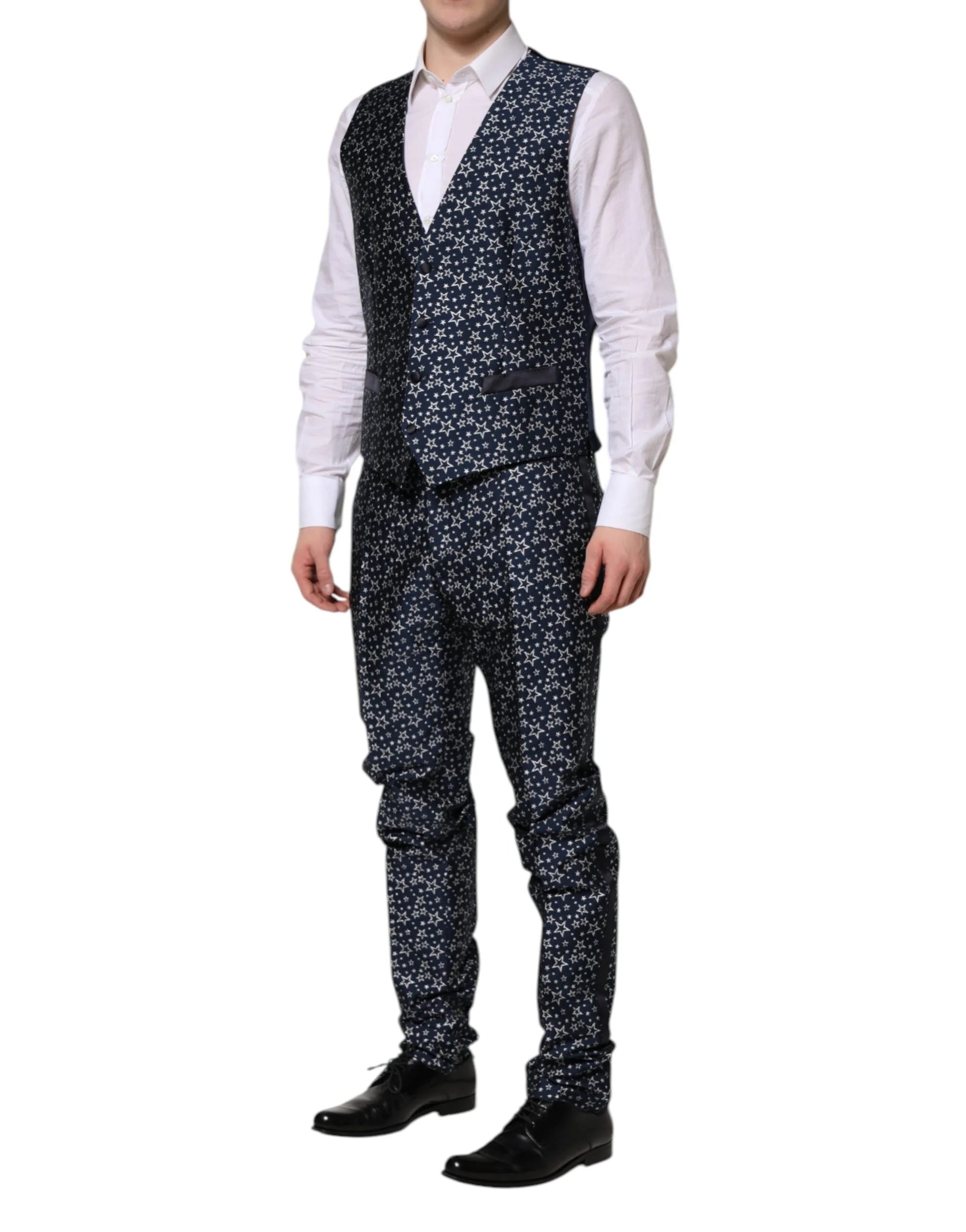 Dolce & Gabbana Blue MARTINI Star Jacquard 3 Piece Suit - IT52 | XL - Tuxedos