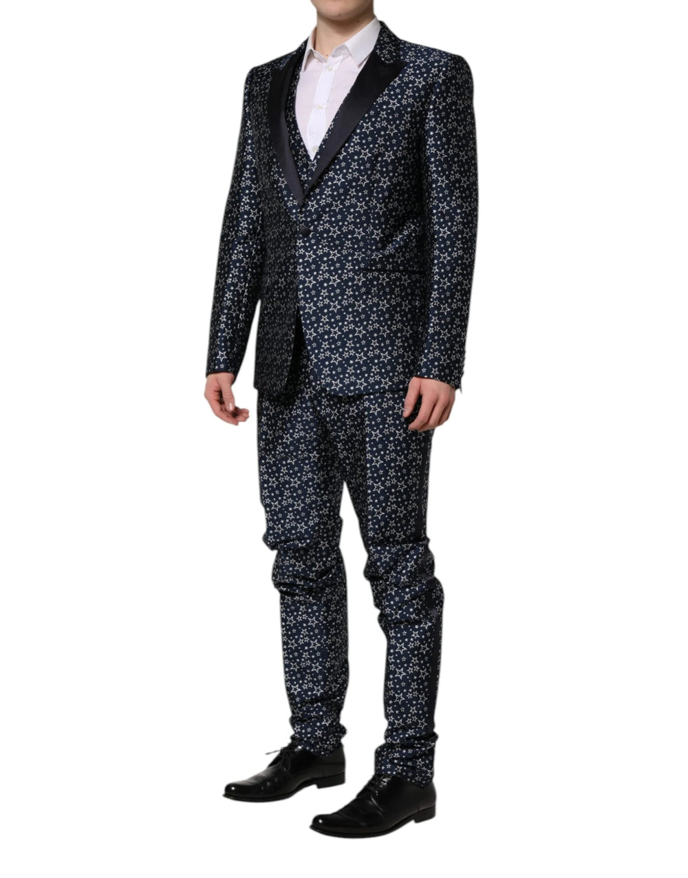 Dolce & Gabbana Blue MARTINI Star Jacquard 3 Piece Suit - IT52 | XL - Tuxedos