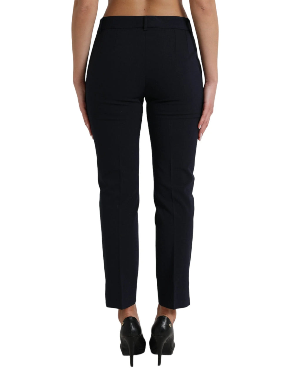 Dolce & Gabbana Blue Mid Waist Tapered Cropped Pants - IT42|M - Trousers