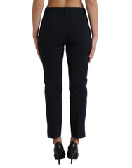 Dolce & Gabbana Blue Mid Waist Tapered Cropped Pants - IT42|M - Trousers