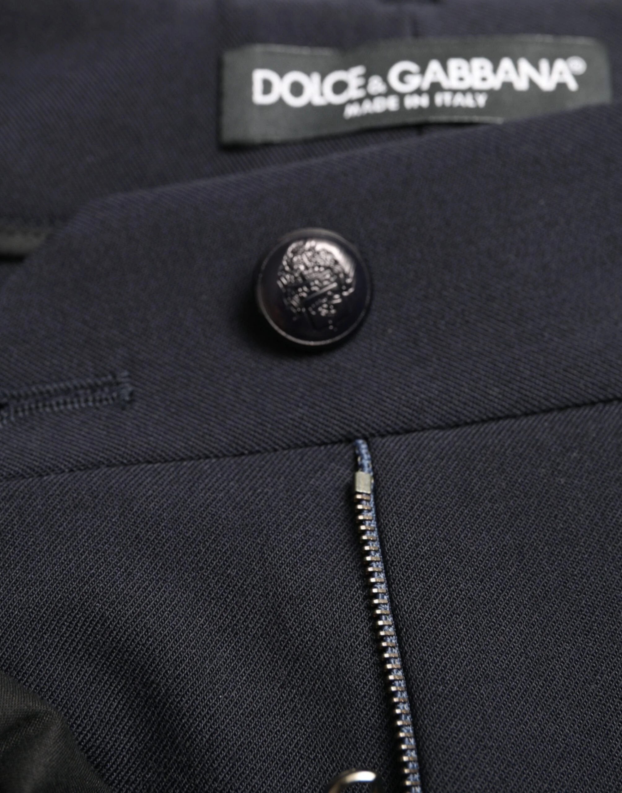 Dolce & Gabbana Blue Mid Waist Tapered Cropped Pants - IT42|M - Trousers