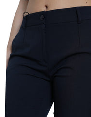 Dolce & Gabbana Blue Mid Waist Tapered Cropped Pants - IT42|M - Trousers