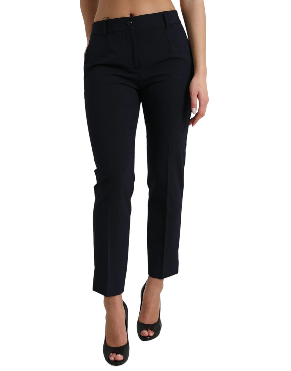 Dolce & Gabbana Blue Mid Waist Tapered Cropped Pants - IT42|M - Trousers