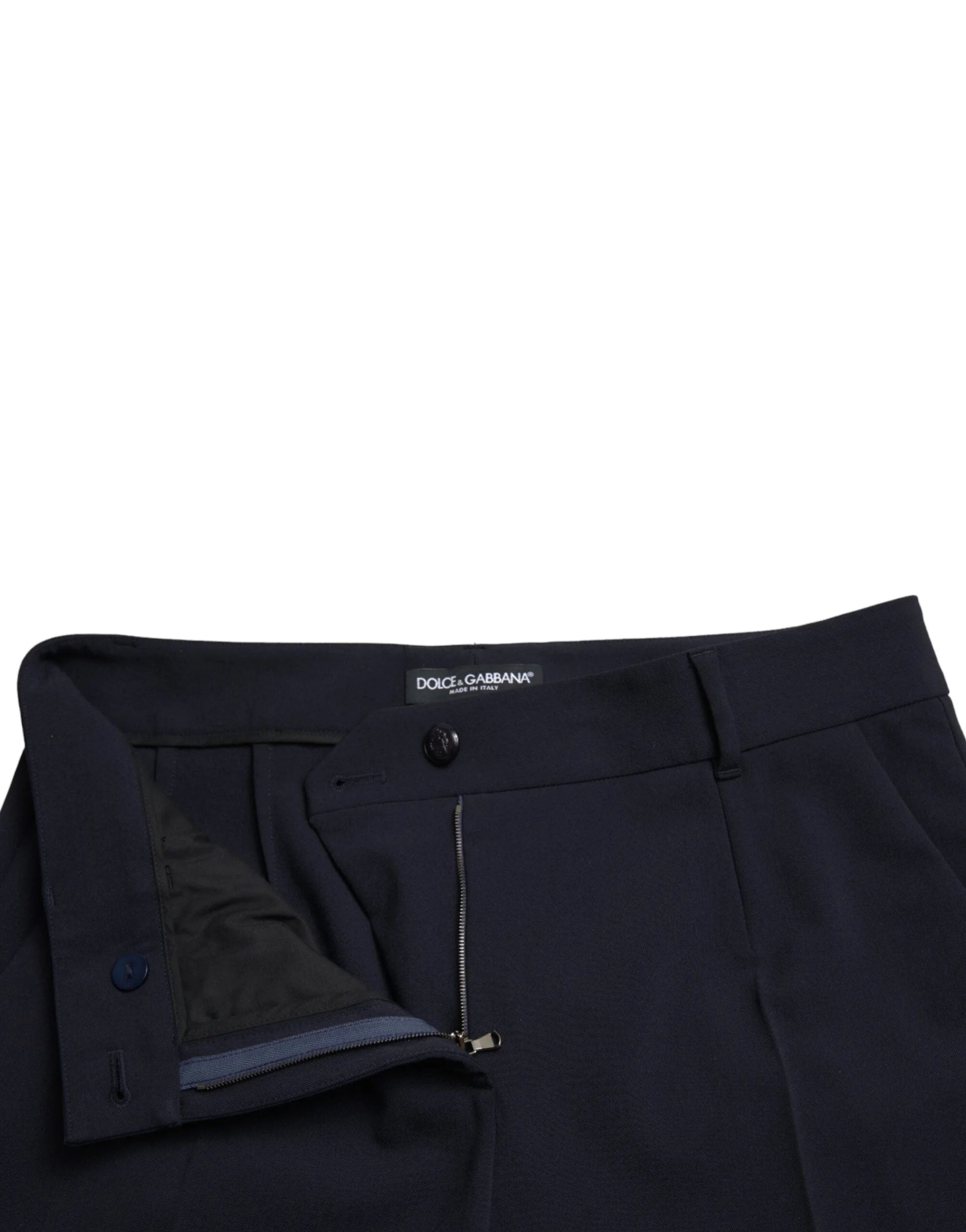 Dolce & Gabbana Blue Mid Waist Tapered Cropped Pants - IT42|M - Trousers