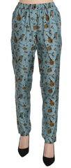 Dolce & Gabbana Blue Musical Instruments Print Tapered Pants - Trousers