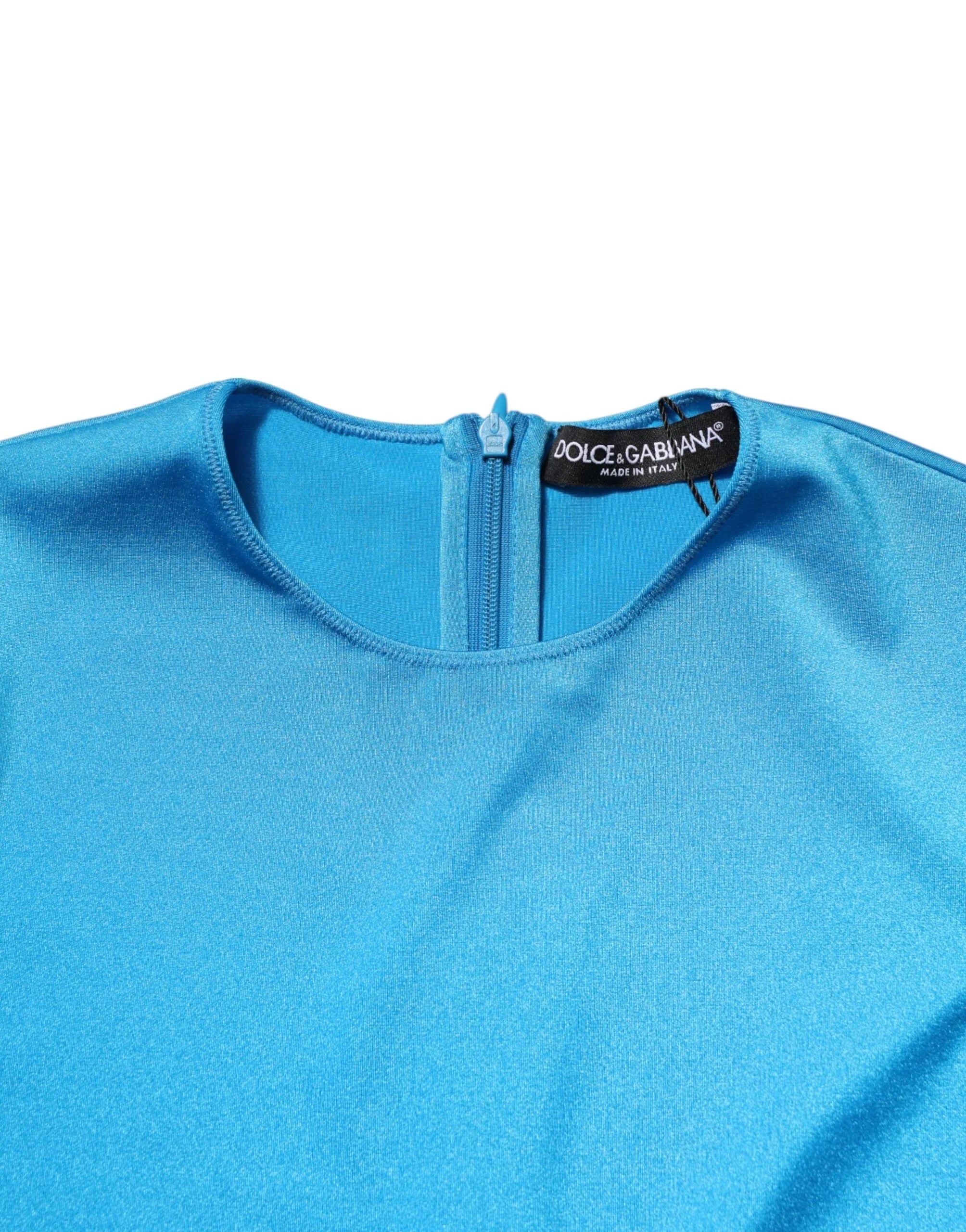 Dolce & Gabbana Blue Nylon Crew Neck Bodycon Jumpsuit Dress - IT40|S - One-Pieces