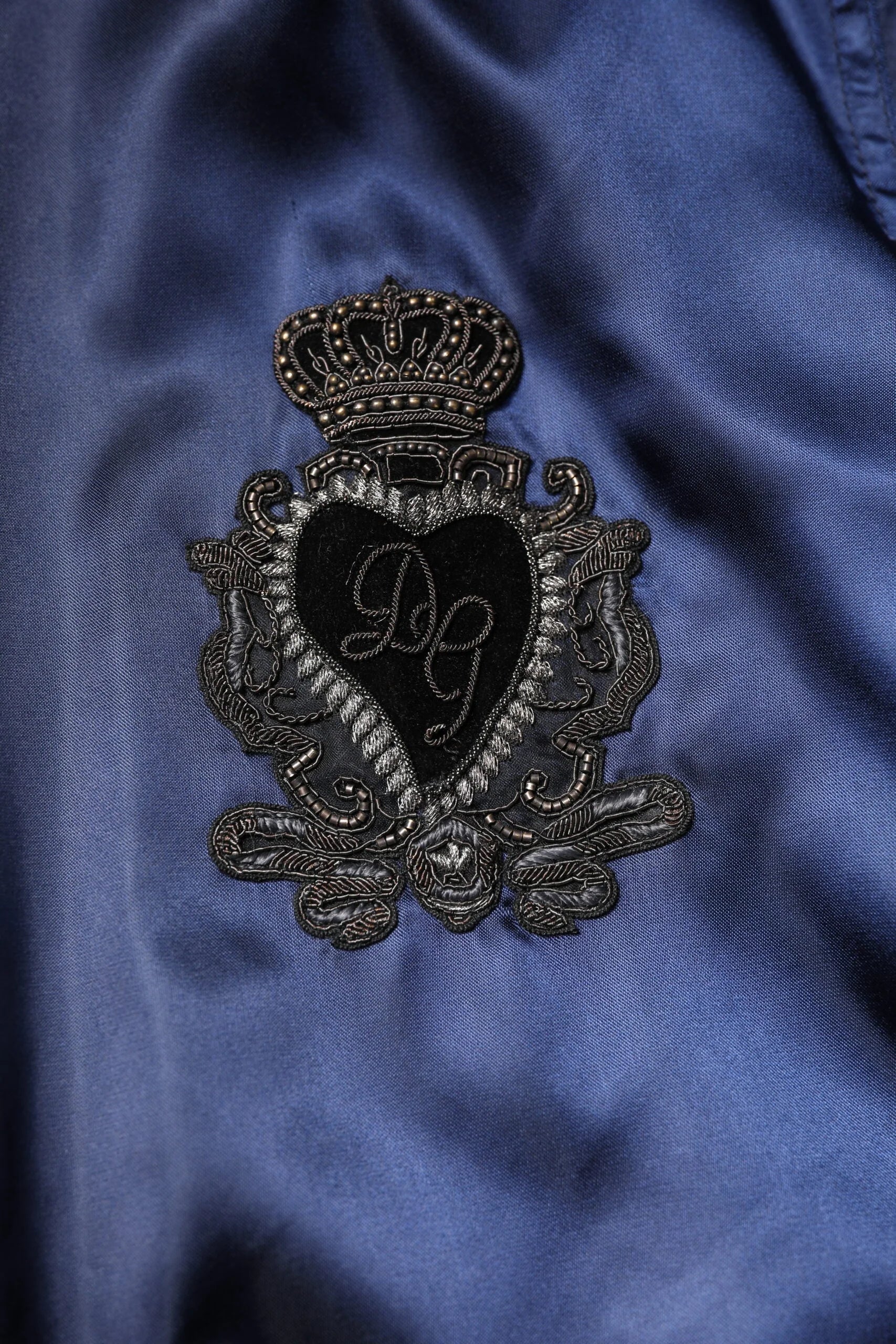Dolce & Gabbana Blue Nylon DG Crown Full Zip Bomber Jacket - IT48 | M