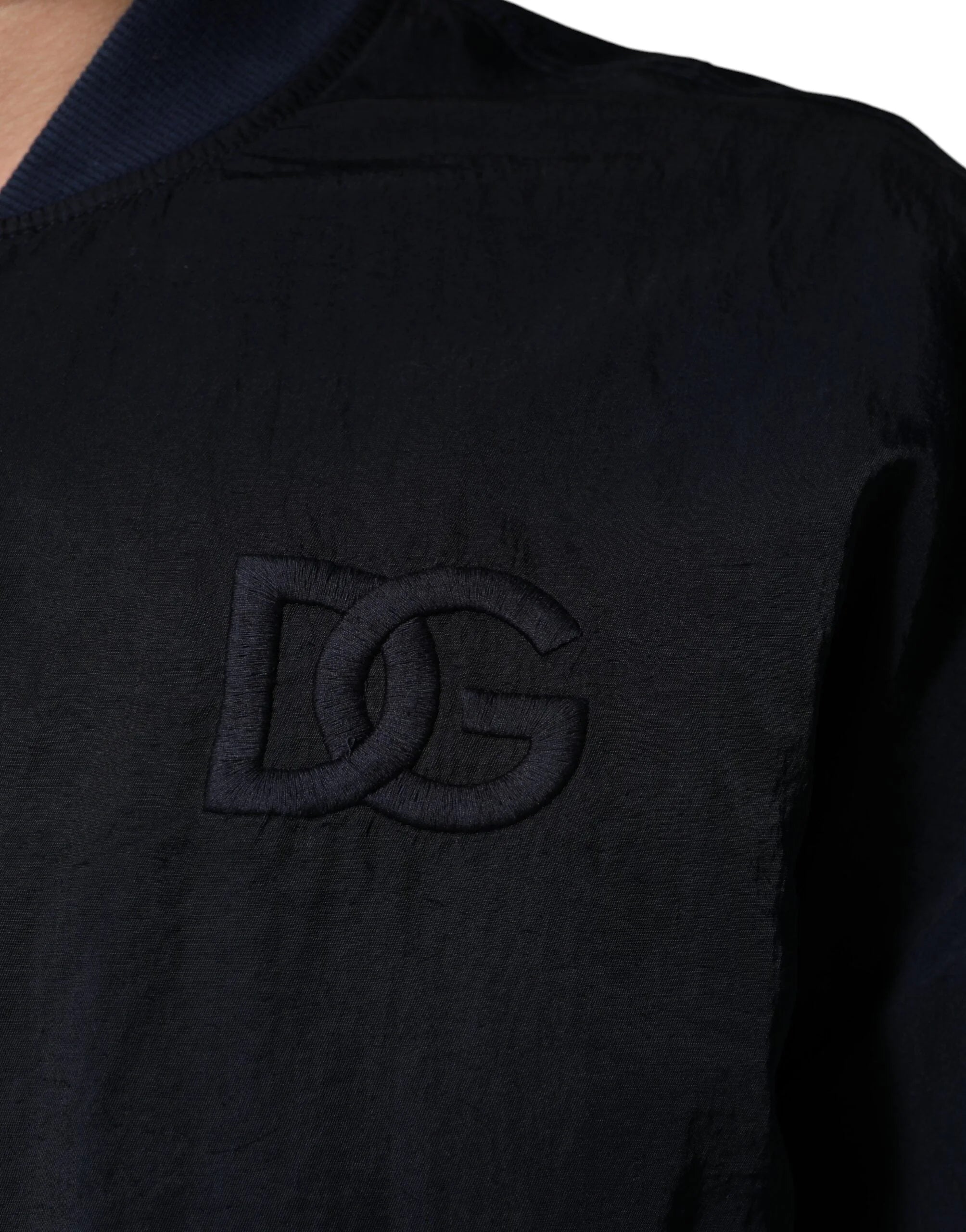 Dolce & Gabbana Blue Nylon DG Embroidery Men Bomber Jacket - IT48 | M - Bomber Jackets