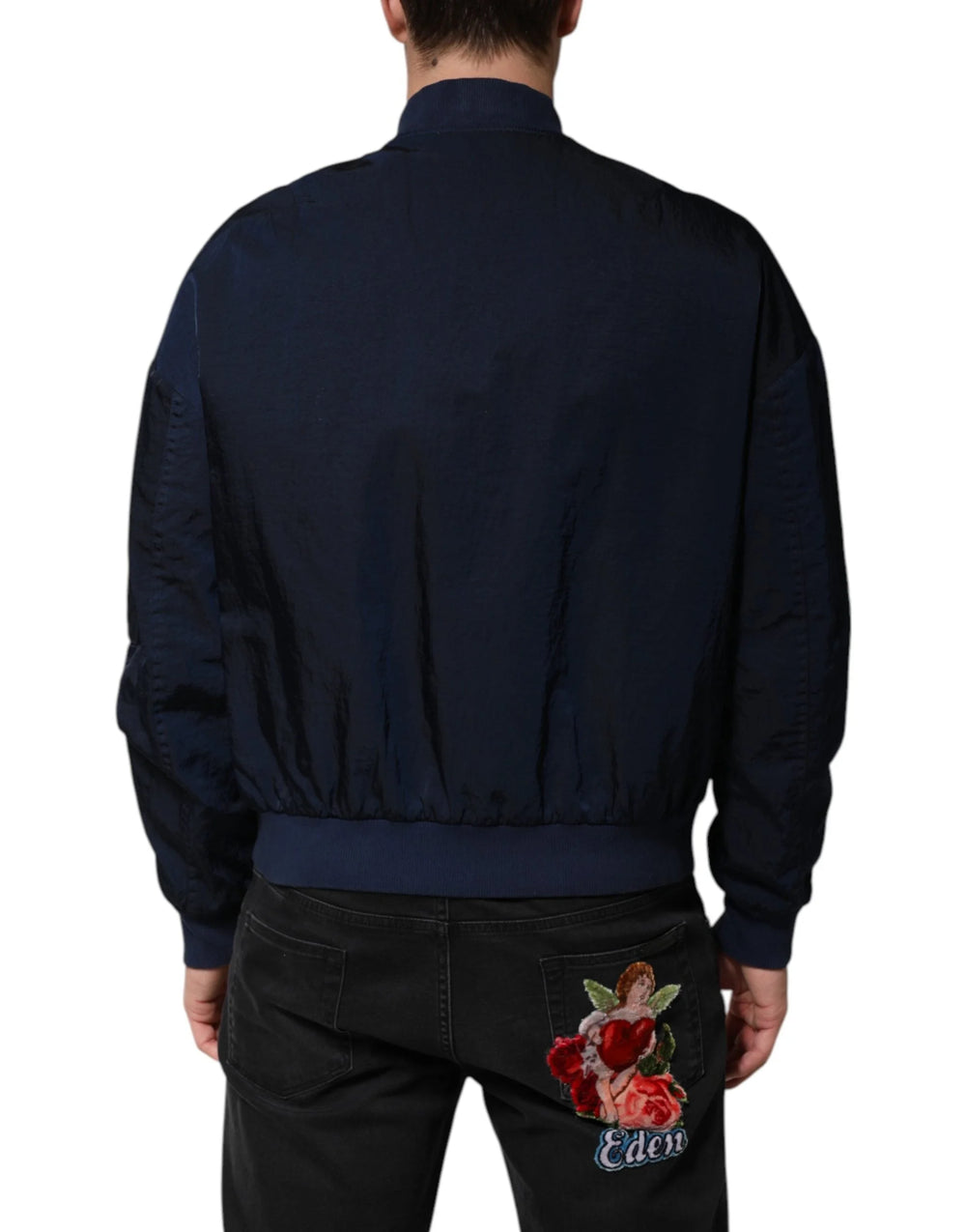 Dolce & Gabbana Blue Nylon DG Embroidery Men Bomber Jacket - IT48 | M - Bomber Jackets