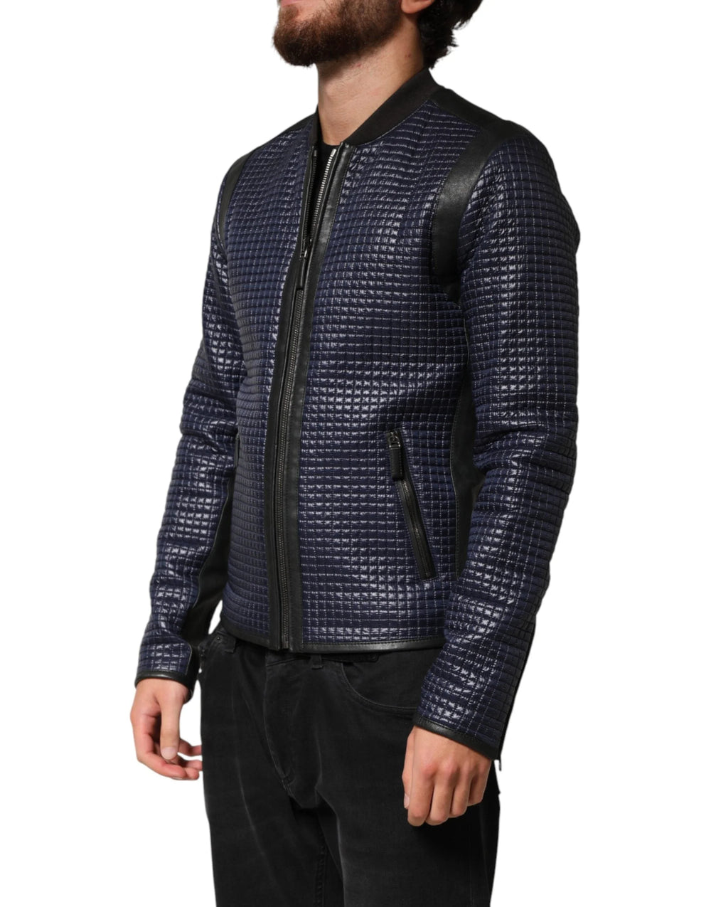 Dolce & Gabbana Blue Nylon Full Zip Bomber Men Jacket - IT46 | S