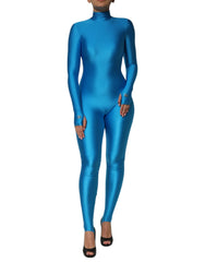 Dolce & Gabbana Blue Nylon Turtleneck Bodycon Jumpsuit Dress - IT40|S - One-Pieces