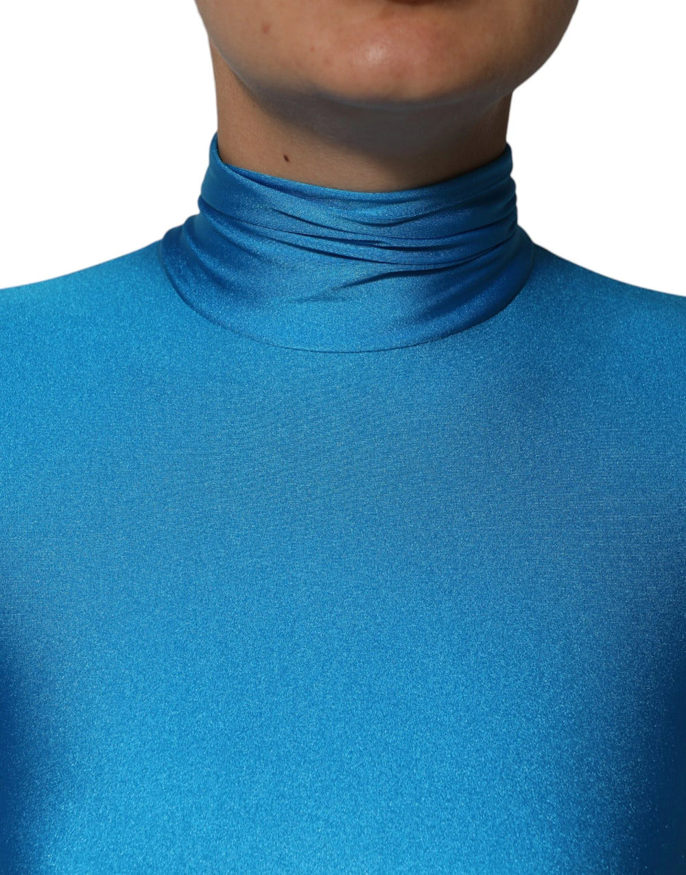 Dolce & Gabbana Blue Nylon Turtleneck Bodycon Jumpsuit Dress - IT40|S - One-Pieces