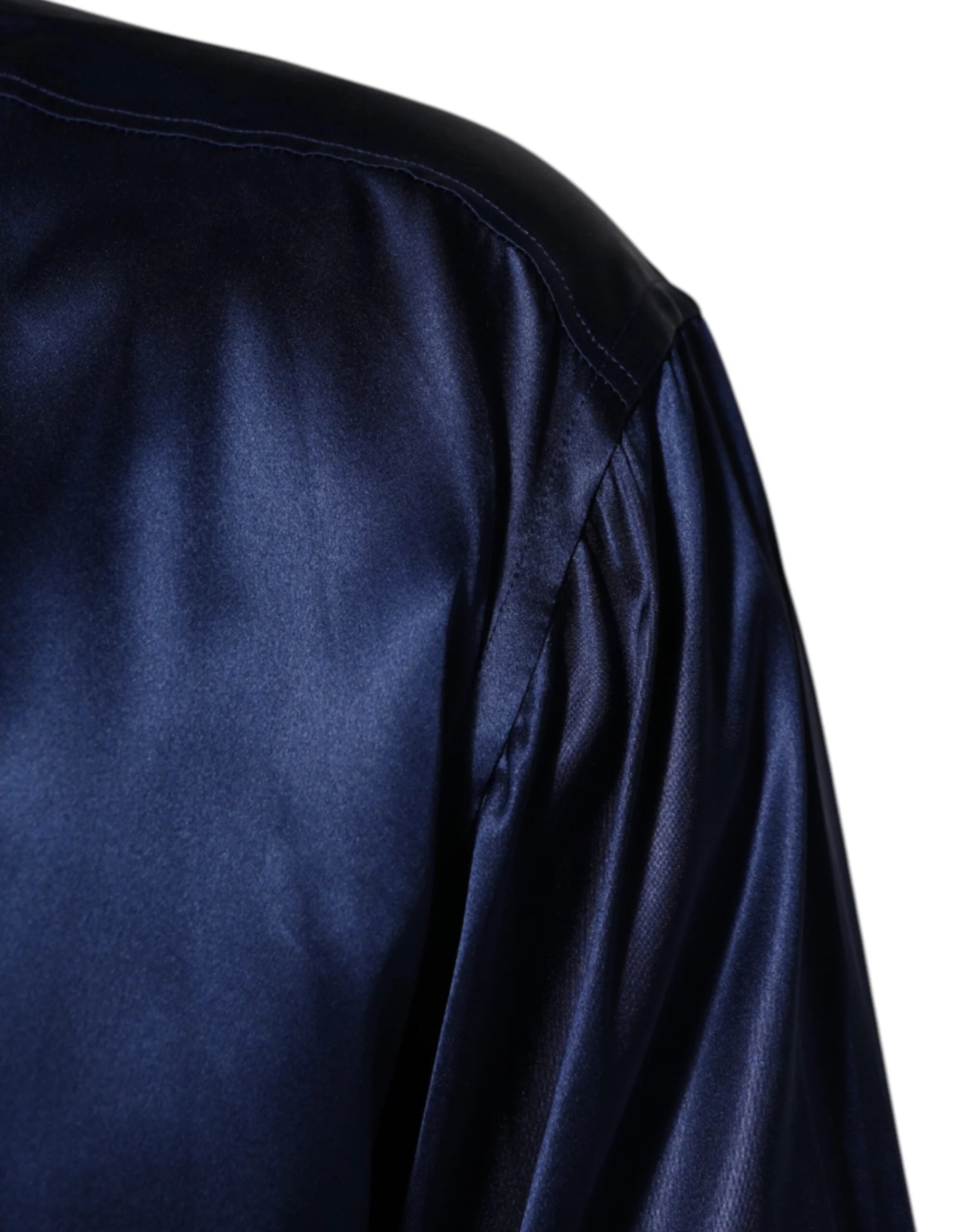 Dolce & Gabbana Blue Oversize Silk Satin Long Sleeves Shirt - IT38 | XS