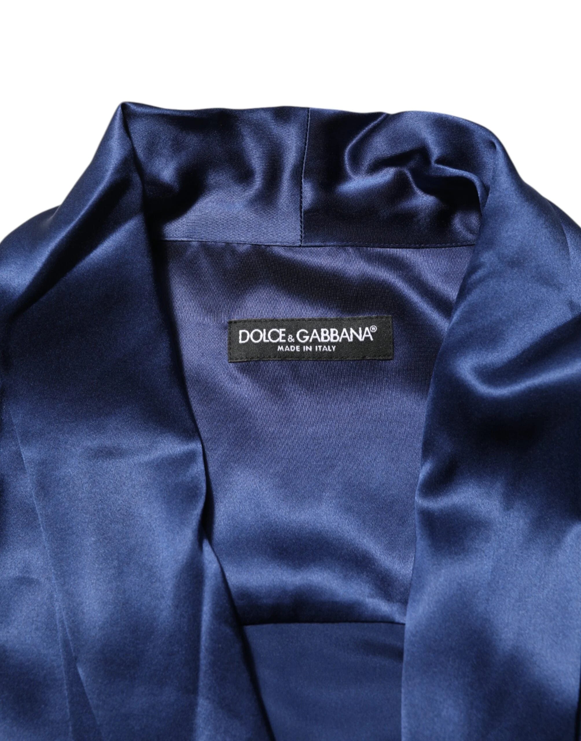 Dolce & Gabbana Blue Oversize Silk Satin Long Sleeves Shirt - IT38 | XS