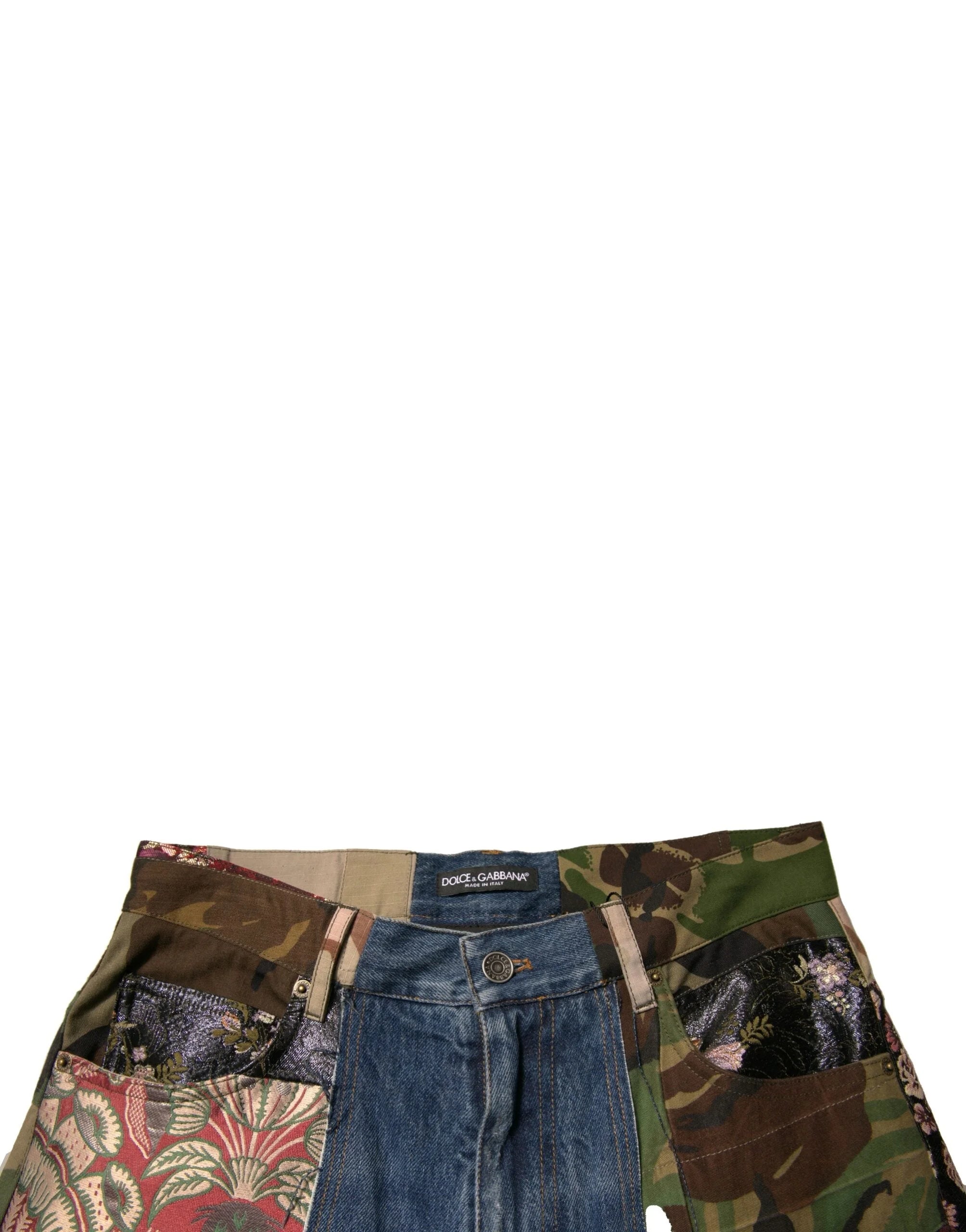 Dolce & Gabbana Blue Patchwork Cotton Straight Denim Jeans - IT44 | XS - Jeans