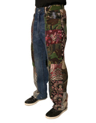 Dolce & Gabbana Blue Patchwork Cotton Straight Denim Jeans - IT44 | XS - Jeans