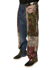 Dolce & Gabbana Blue Patchwork Cotton Straight Denim Jeans - IT48 | M - Jeans