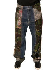 Dolce & Gabbana Blue Patchwork Cotton Straight Denim Jeans - IT48 | M - Jeans