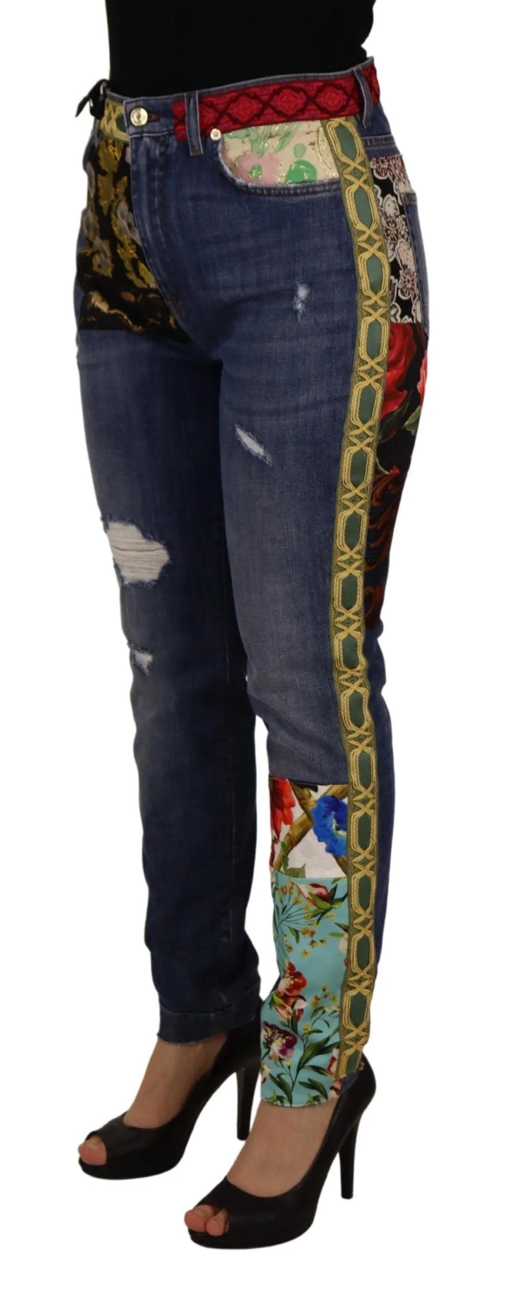 Dolce & Gabbana Blue Patchwork High Waist Denim Jeans - Jeans