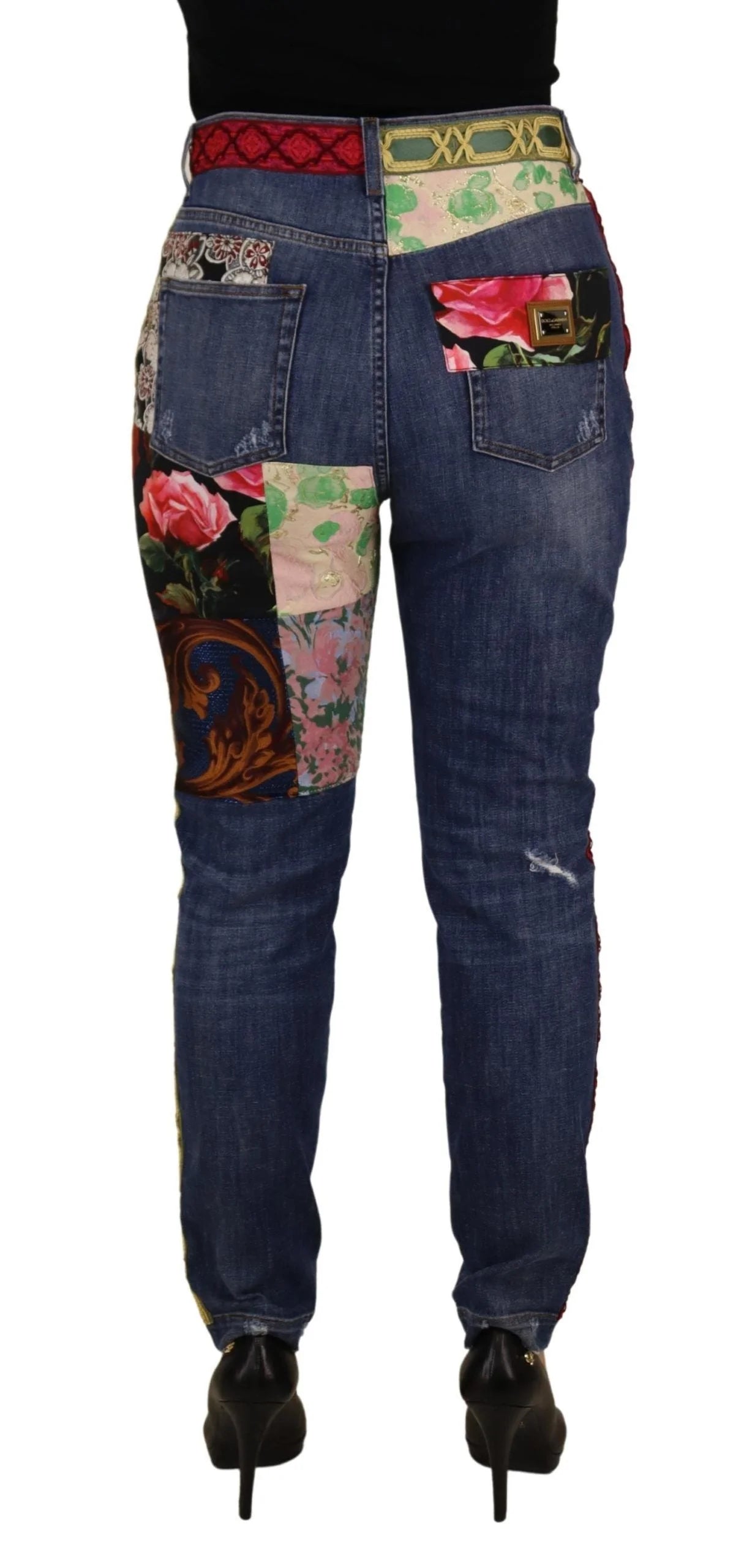 Dolce & Gabbana Blue Patchwork High Waist Denim Jeans - Jeans