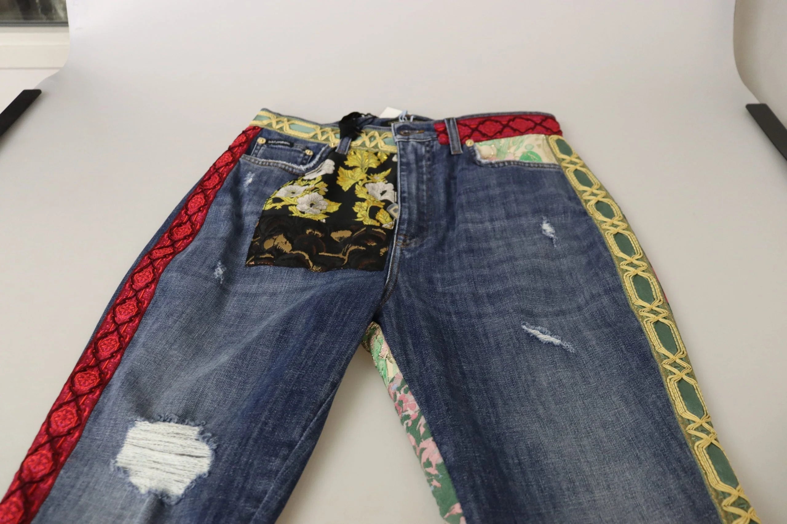 Dolce & Gabbana Blue Patchwork High Waist Denim Jeans - Jeans