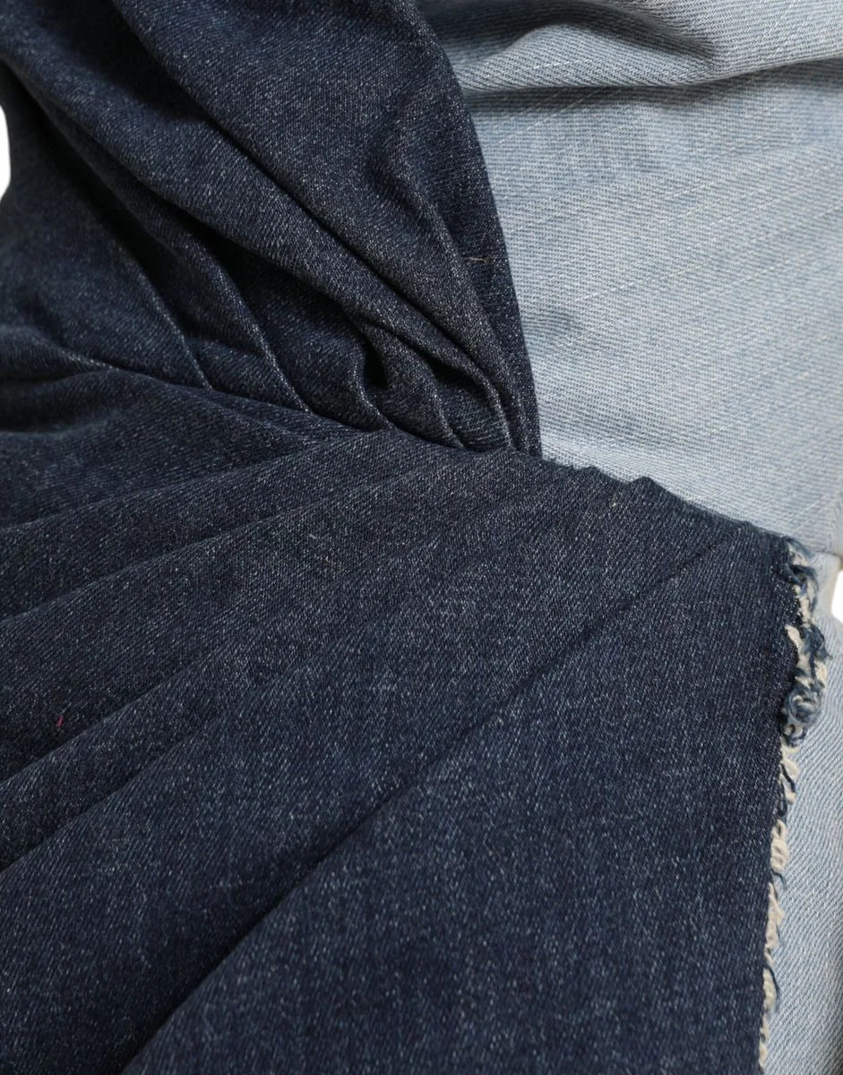 Dolce & Gabbana Blue Patchwork Two Tone Denim Mini Dress - Dresses