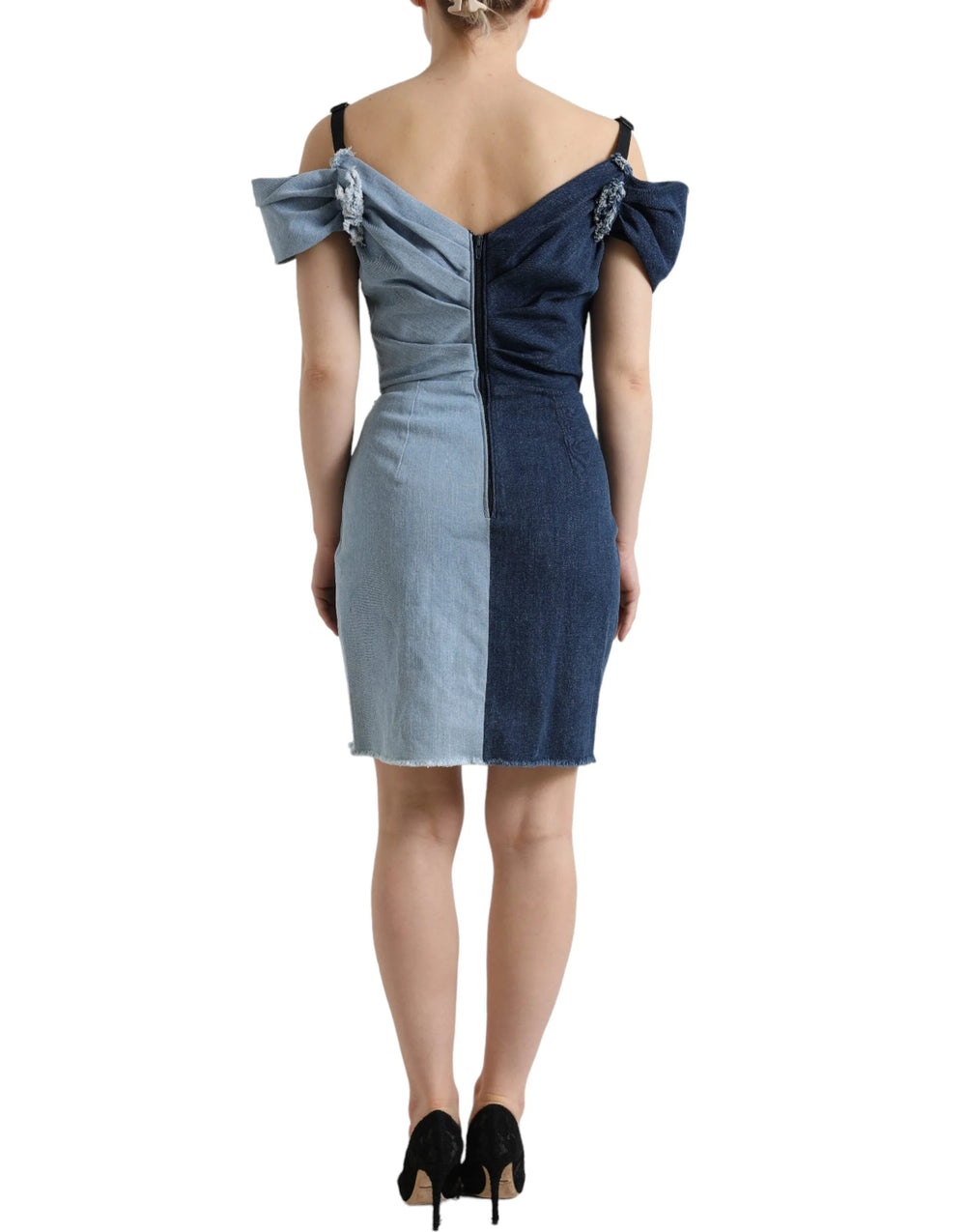 Dolce & Gabbana Blue Patchwork Two Tone Denim Mini Dress - Dresses