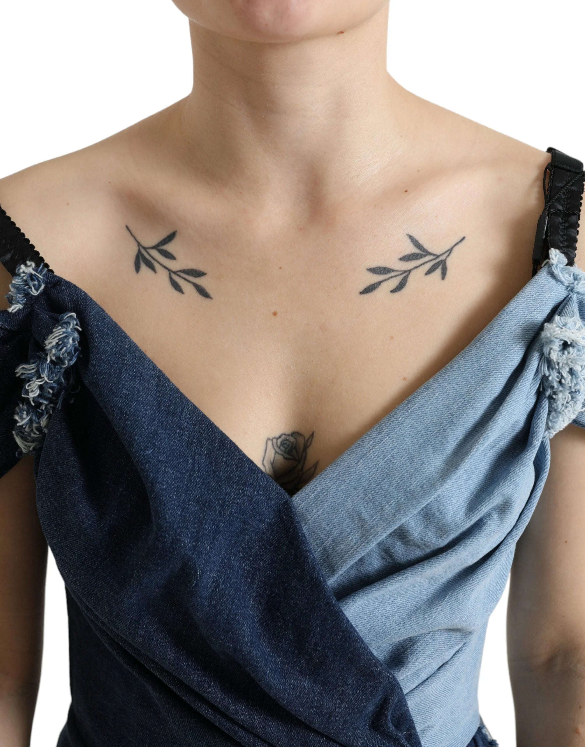 Dolce & Gabbana Blue Patchwork Two Tone Denim Mini Dress - Dresses