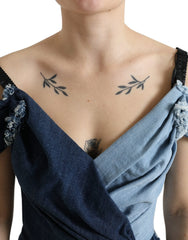 Dolce & Gabbana Blue Patchwork Two Tone Denim Mini Dress - Dresses