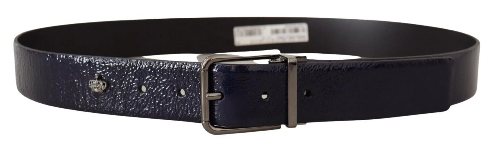 Dolce & Gabbana Blue Patent Leather Vernice Silver Logo Buckle Belt - 90 cm / 36 Inches - Belts