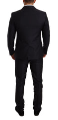 Dolce & Gabbana Blue Pattern MARTINI SLIM FIT 2 Piece Suit - Pant Suits