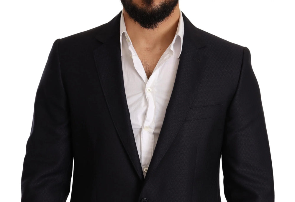 Dolce & Gabbana Blue Pattern MARTINI SLIM FIT 2 Piece Suit - Pant Suits