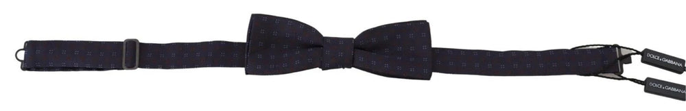 Dolce & Gabbana Blue Pattern Silk Adjustable Neck Papillon Bow Tie - Neckties