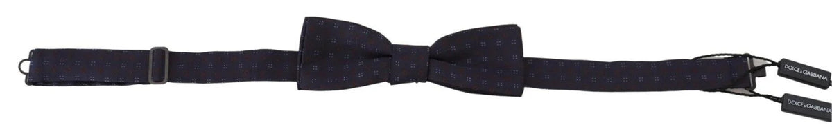 Dolce & Gabbana Blue Pattern Silk Adjustable Neck Papillon Bow Tie - Neckties