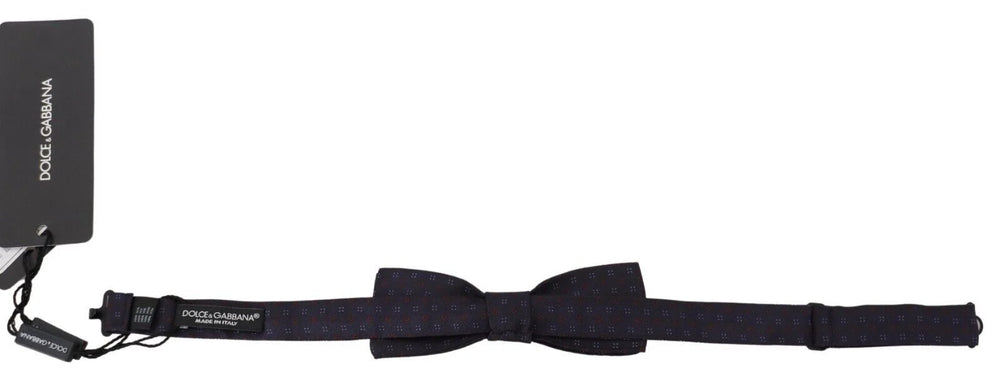 Dolce & Gabbana Blue Pattern Silk Adjustable Neck Papillon Bow Tie - Neckties