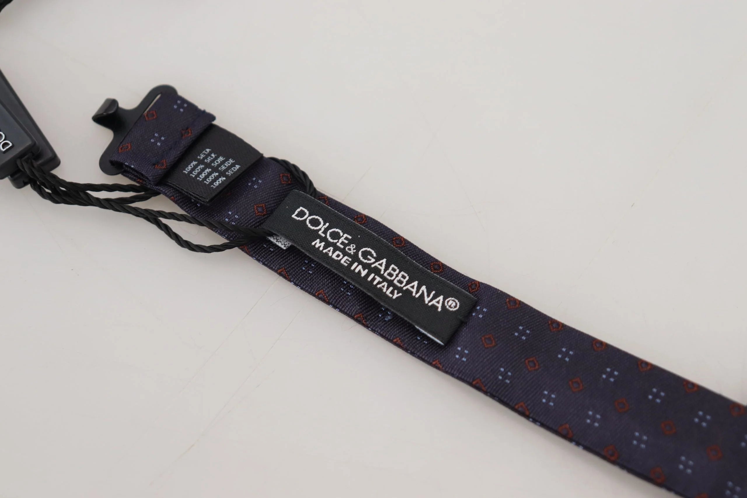 Dolce & Gabbana Blue Pattern Silk Adjustable Neck Papillon Bow Tie - Neckties