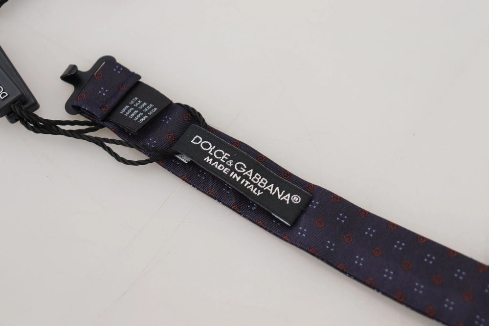 Dolce & Gabbana Blue Pattern Silk Adjustable Neck Papillon Bow Tie - Neckties