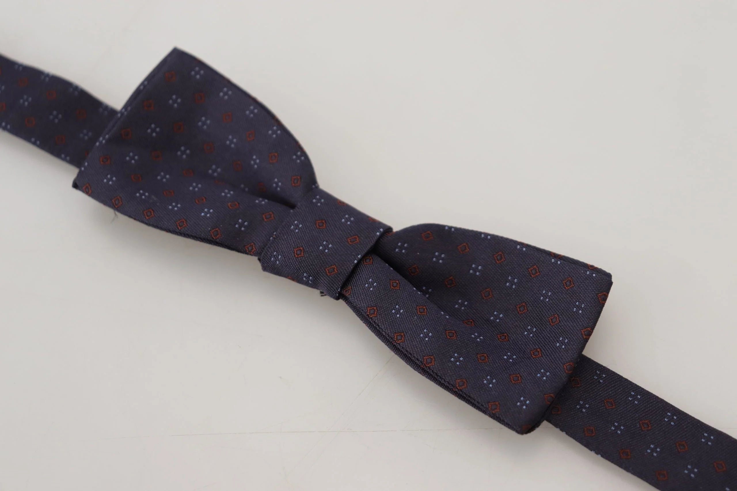 Dolce & Gabbana Blue Pattern Silk Adjustable Neck Papillon Bow Tie - Neckties