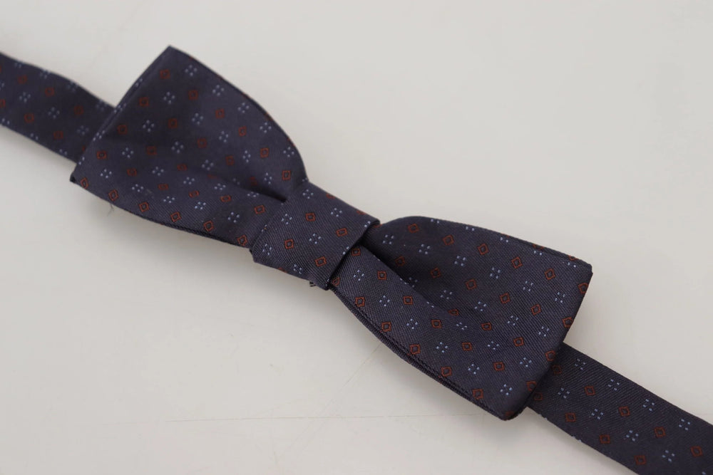 Dolce & Gabbana Blue Pattern Silk Adjustable Neck Papillon Bow Tie - Neckties