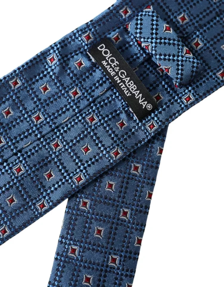 Dolce & Gabbana Blue Patterned 100% Silk Adjustable Men Tie - Neckties