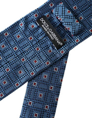 Dolce & Gabbana Blue Patterned 100% Silk Adjustable Men Tie - Neckties