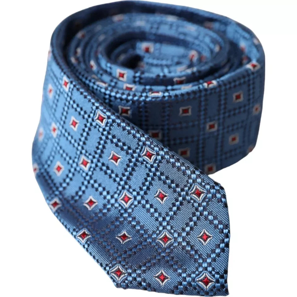 Dolce & Gabbana Blue Patterned 100% Silk Adjustable Men Tie - Neckties