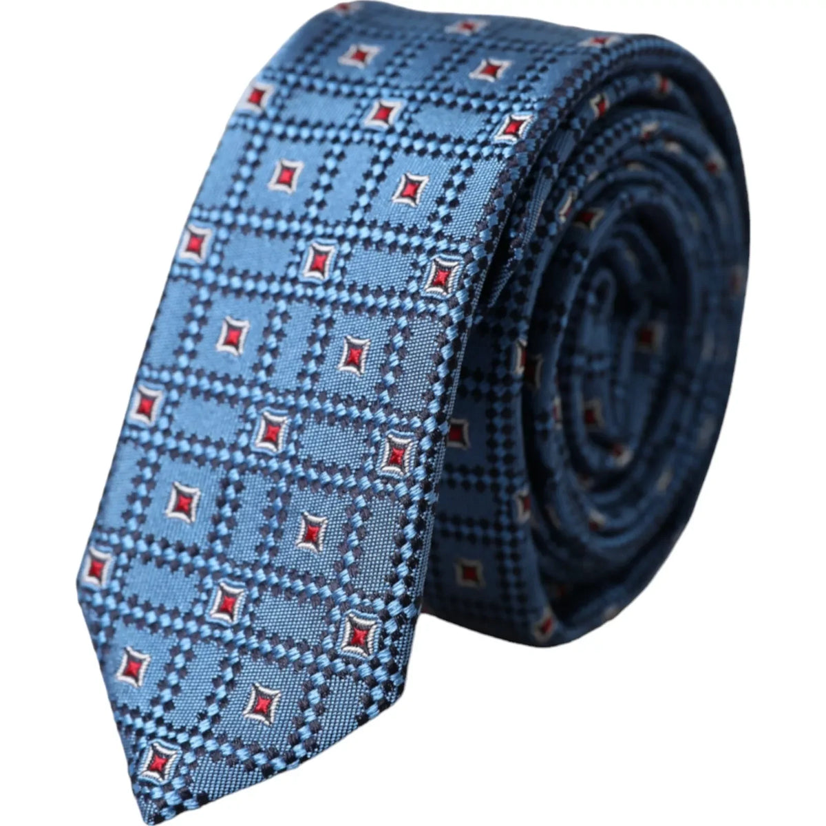 Dolce & Gabbana Blue Patterned 100% Silk Adjustable Men Tie - Neckties