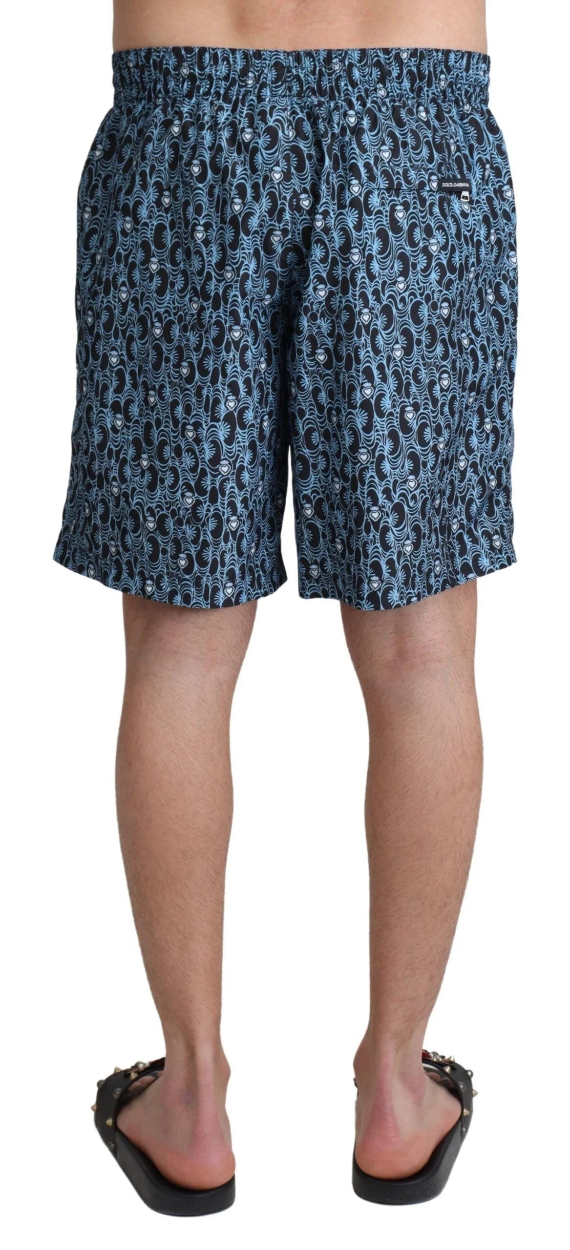 Dolce & Gabbana Blue Patterned Print Beachwear Shorts Swimwear - IT4 | S - Swim Boxers