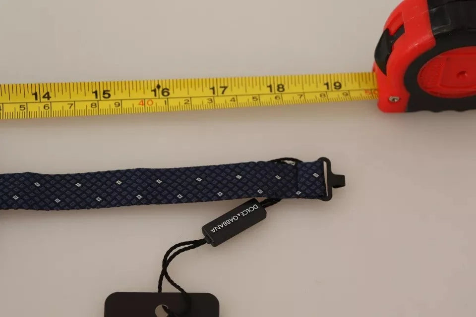 Dolce & Gabbana Blue Patterned Silk Adjustable Neck Bow Tie Men - Neckties