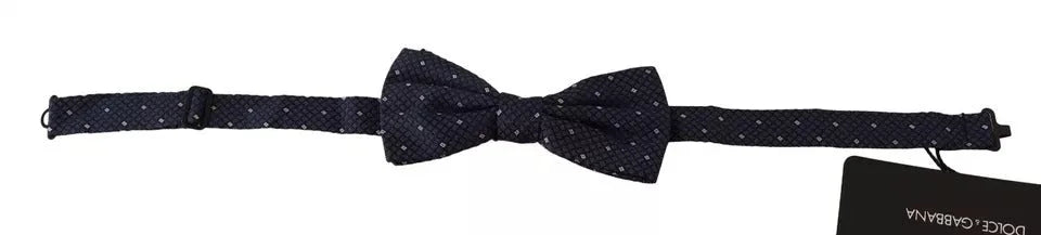 Dolce & Gabbana Blue Patterned Silk Adjustable Neck Bow Tie Men - Neckties