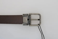 Dolce & Gabbana Blue Perforated Leather Gray Buckle Belt - 90 cm / 36 Inches - Belts