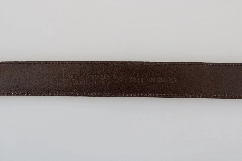 Dolce & Gabbana Blue Perforated Leather Gray Buckle Belt - 90 cm / 36 Inches - Belts