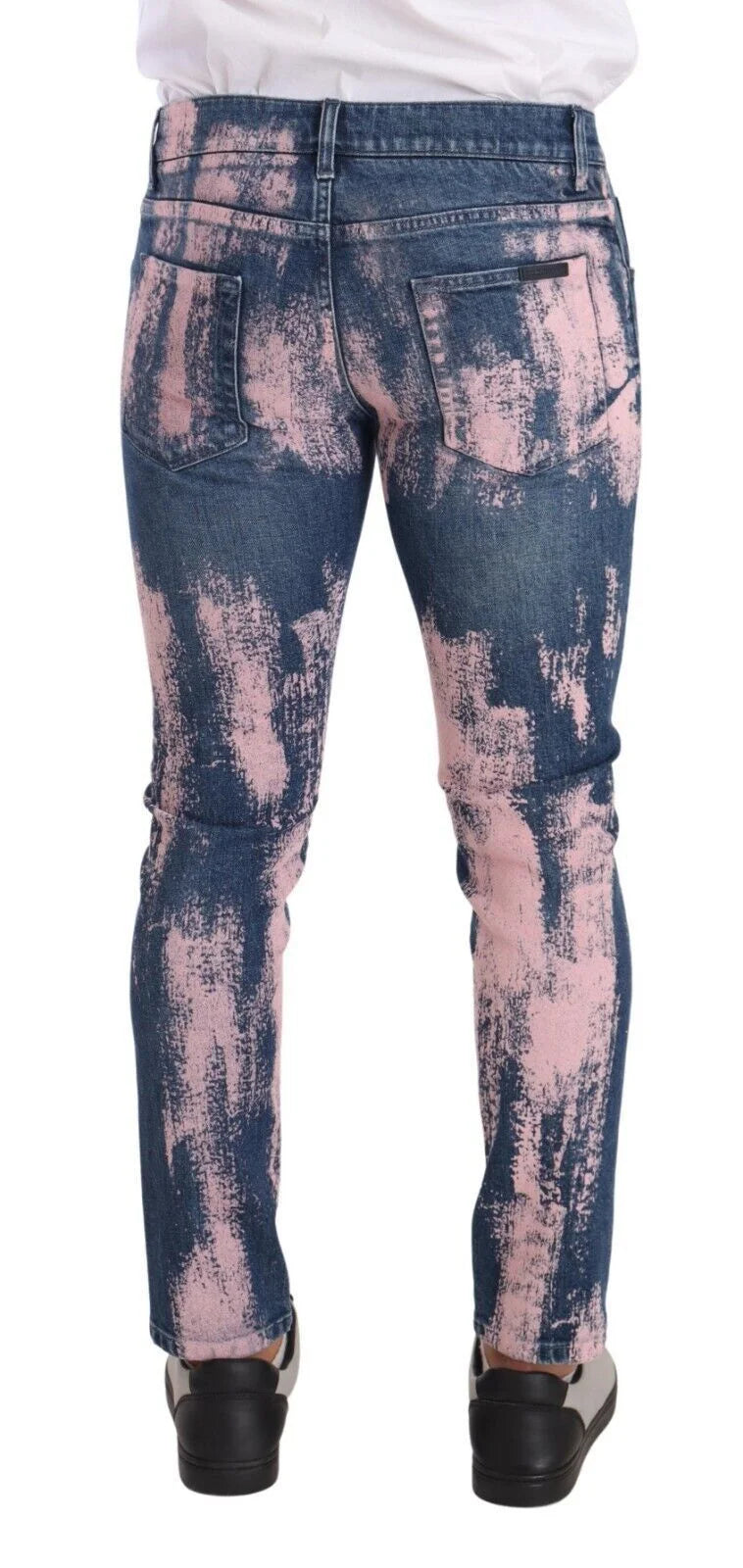 Dolce & Gabbana Blue Pink Tie Dye Cotton Skinny Denim Jeans - IT48 | M - Jeans