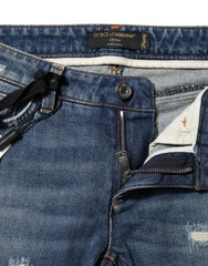 Dolce & Gabbana Blue Play Card Embroidery Skinny Denim Jeans - IT38 | XS